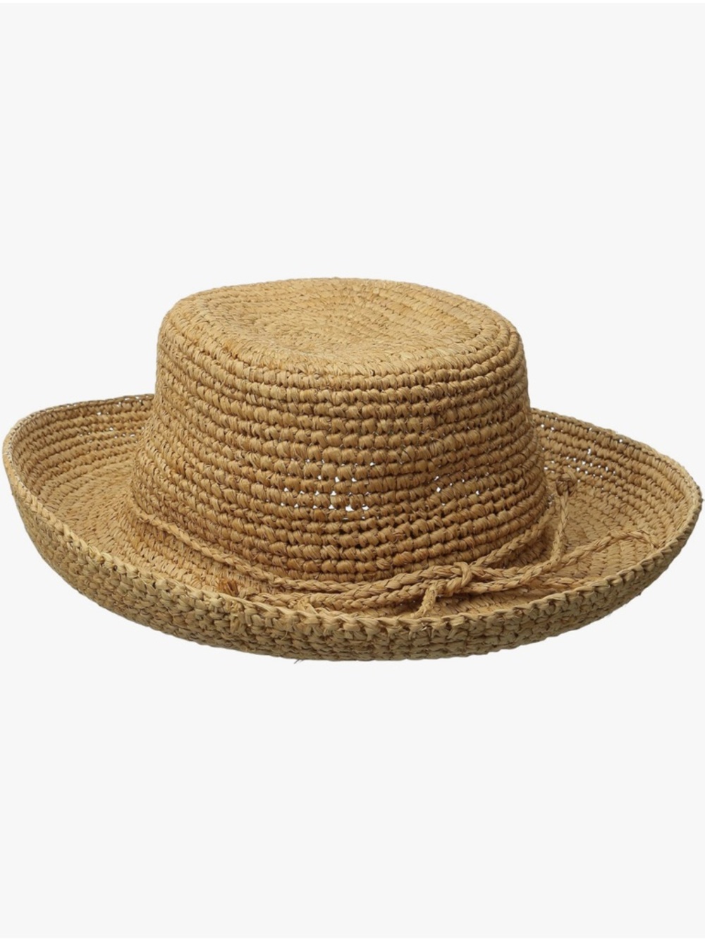 Scala Straw Sun Hat Natural Tan raffia w drawstring handcrafted